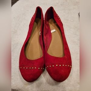 MORONA RED SLIP ON SHOES BALLET SLIPPERS 10